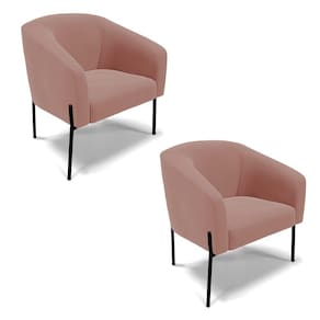 Cadeira Sala De Jantar Pé De Ferro Preto Kit 2 Stella Veludo D03 - D`rossi Cor Rose