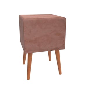 Puff Steve Quadrado Pés Palito Decorativo Premium Rosa