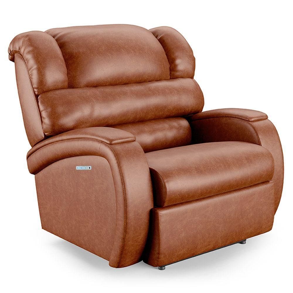 Poltrona Papai Reclinável Napoli Elétrica Botão Led Massagem Pu Caramelo Brilho Fh1