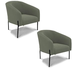 Poltrona Decorativa Pé De Ferro Preto Kit 2 Stella Bouclê Verde Pistache D03