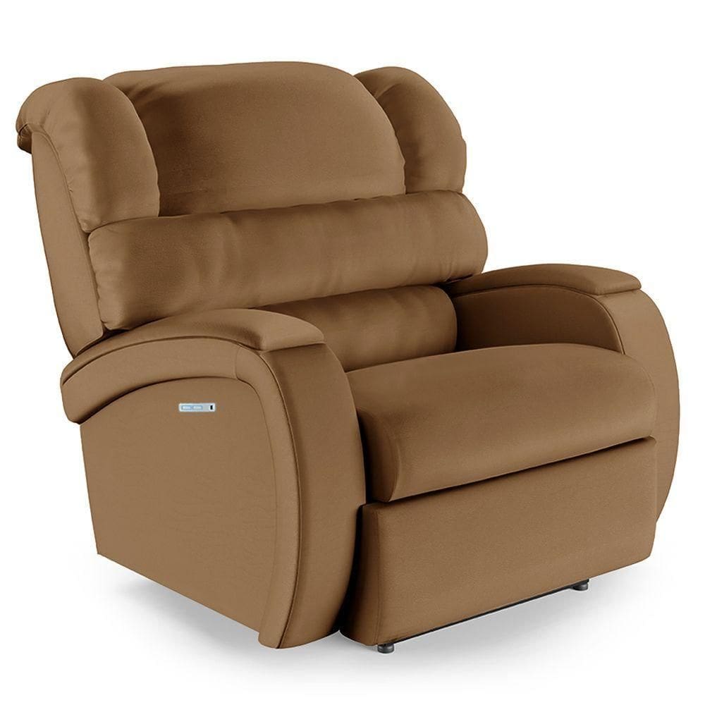 Poltrona Do Papai Reclinável Napoli Elétrica Botão Led Massagem Pu Fh1 Caramelo