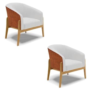 Cadeira Sala De Jantar Base De Madeira Kit 2 Stella Noz/linho D03 - D`rossi Cor Cinza