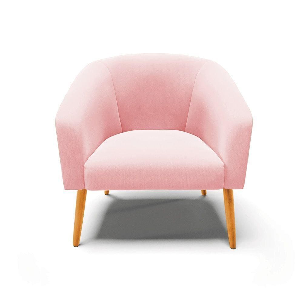 Cadeira Sala De Jantar Pé Palito Castanho Stella Suede Cor Rosa Bebê