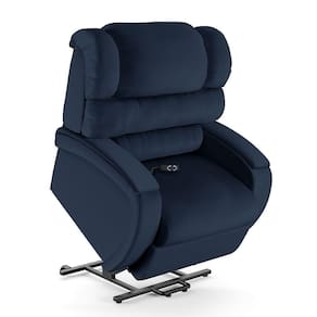 Poltrona Do Papai Reclinável Napoli Elevação Lift Elétrico Pu Azul Fh1