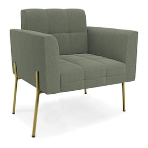 Poltrona Sala De Estar Pé De Ferro Dourado Elisa Bouclê D03 Verde Pistache