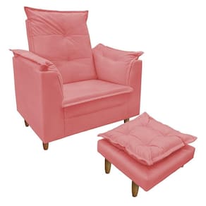 Poltrona De Amamentação Com Puff Isabella LuxoBellamado Rosa