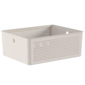Cesto Organizador Multiuso Bege Flow 34x27x13cm Ou 12L Lavanderia Closet Banheiro