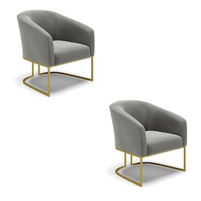 Cadeira Sala De Jantar Base Industrial Dourado Kit 2 Stella Suede D03 - D`rossi Cor Grafite