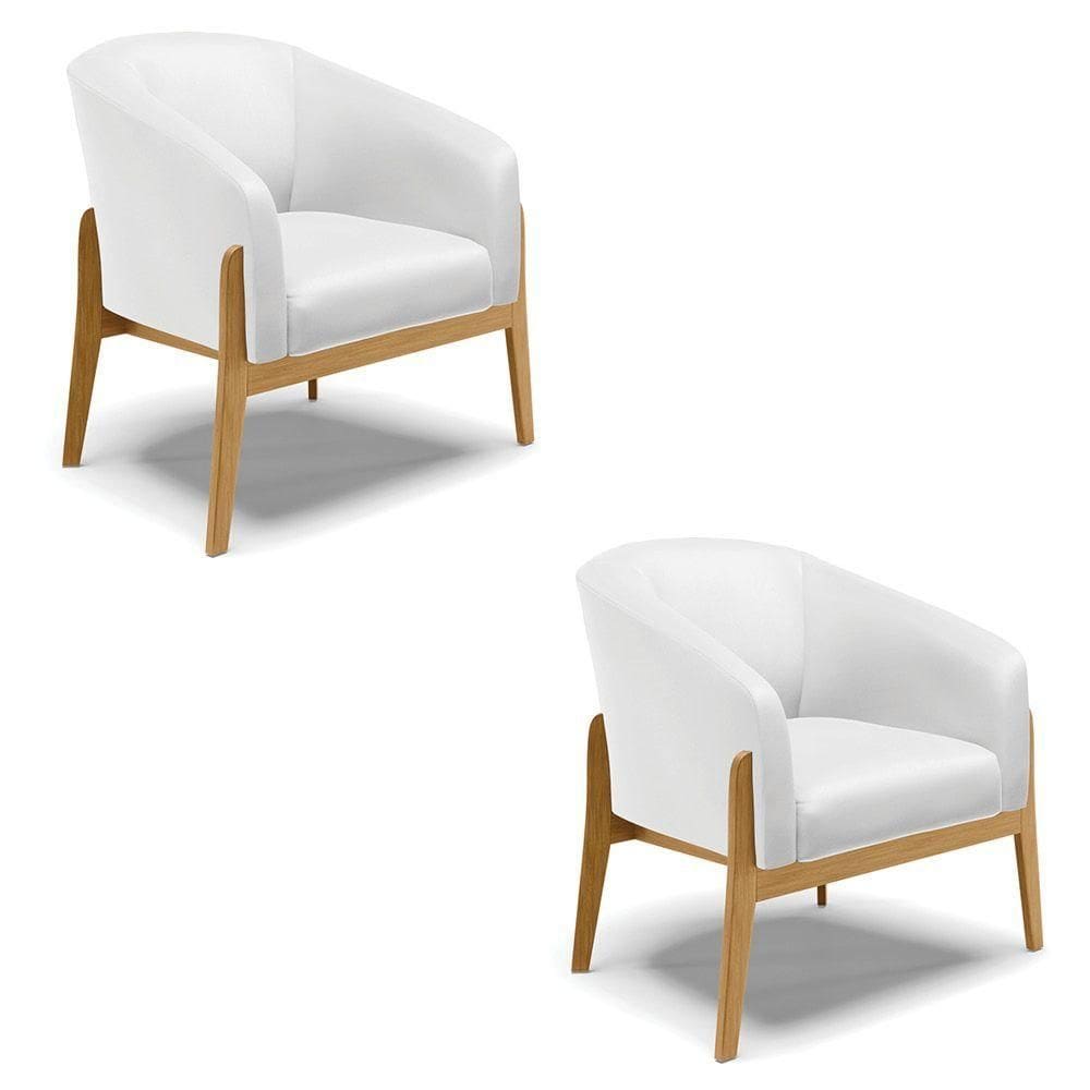 Cadeira Sala De Jantar Base De Madeira Kit 2 Stella Sintético D03 - D`rossi Cor Branco
