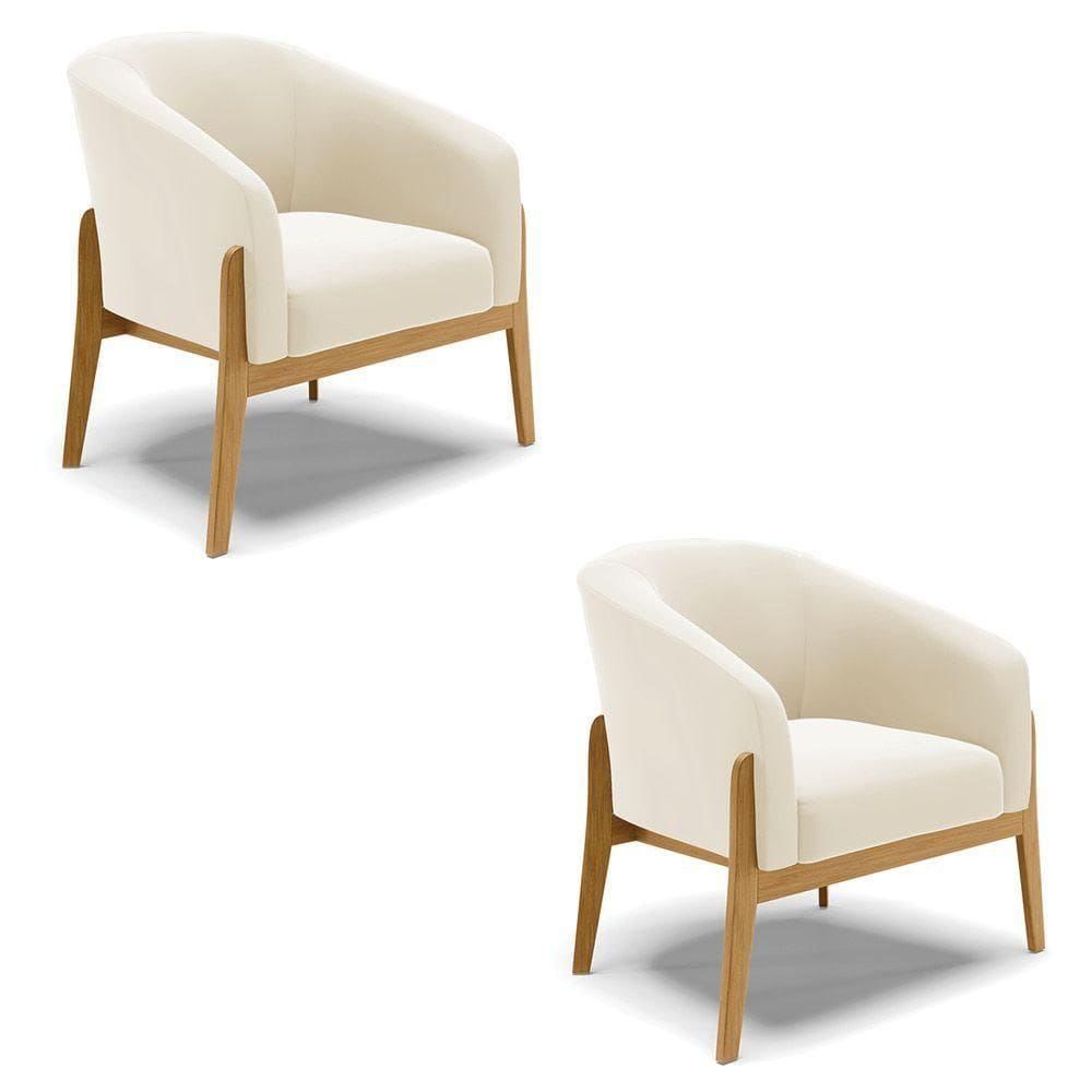 Cadeira Sala De Jantar Base De Madeira Kit 2 Stella Veludo D03 - D`rossi Cor Bege