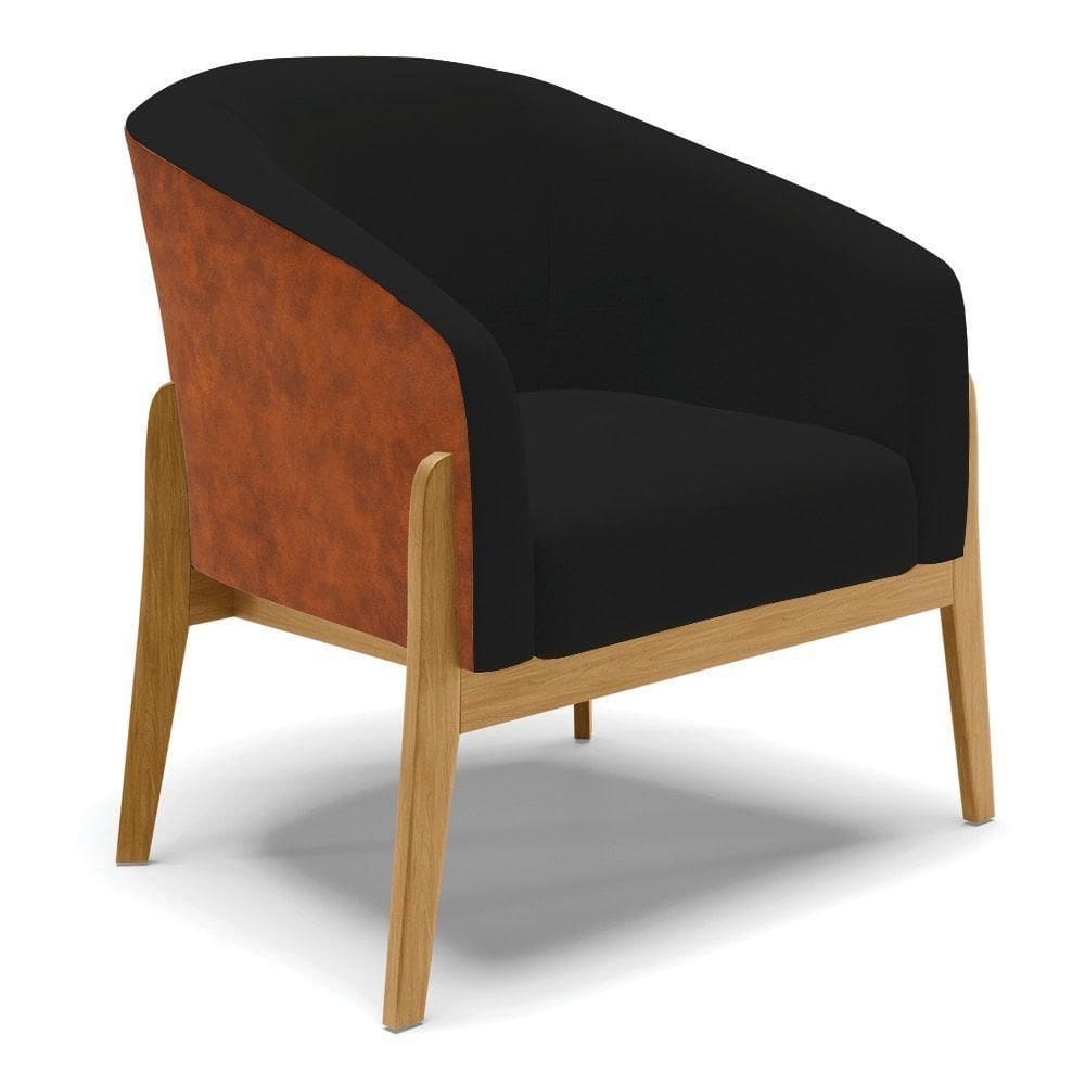 Cadeira Sala De Jantar Base De Madeira Stella Noz/linho D03 - D`rossi Cor Preto