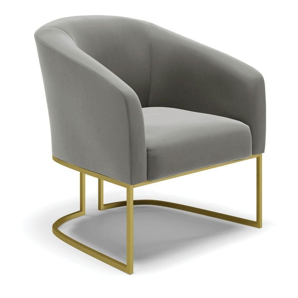Cadeira Sala De Jantar Base Industrial Dourado Stella Suede D03 - D`rossi Cor Grafite