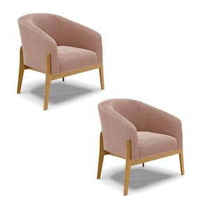 Cadeira Sala De Jantar Base De Madeira Kit 2 Stella Bouclê D03 - D`rossi Cor Rose