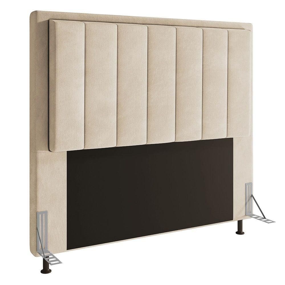 Cabeceira Opala Para Cama Box Queen 160 Cm Suede Bege - D`rossi