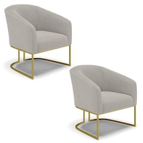 Cadeira Sala De Jantar Base Industrial Dourada Kit 2 Stella Bouclê D03 - D`rossi Cor Cinza
