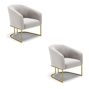 Cadeira Sala De Jantar Base Industrial Dourado Kit 2 Stella Veludo D03 - D`rossi Cor Cinza
