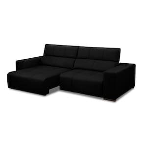 Sofá Decorativo Barbosa 3 Lugares Sala De Estar 250cm Reclinável E Retrátil Couro Preto