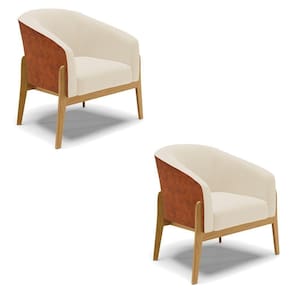 Cadeira Sala De Jantar Base De Madeira Kit 2 Stella Noz/linho D03 - D`rossi Cor Bege