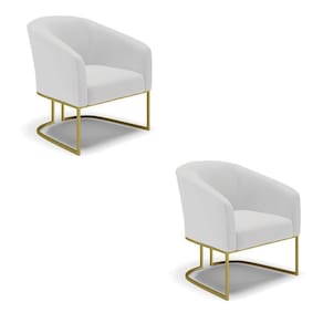 Cadeira Sala De Jantar Base Industrial Dourado Kit 2 Stella Linho D03 - D`rossi Cor Cinza