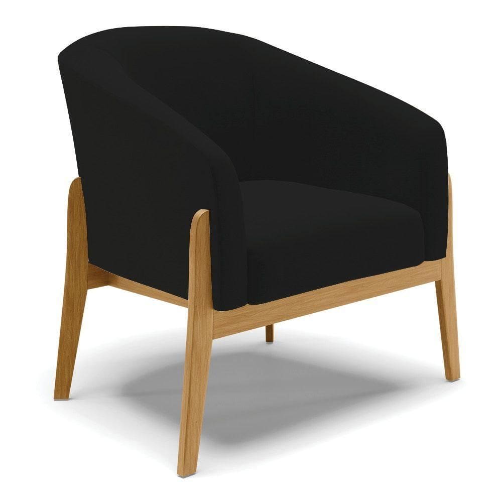 Cadeira Sala De Jantar Base De Madeira Stella Linho D03 - D`rossi Cor Preto