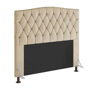 Cabeceira Greta Para Cama Box Casal 140 Cm Suede Bege - D`rossi