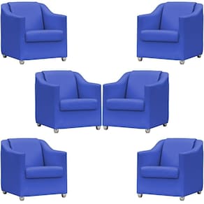 Kit 6 Poltronas Mila Corino Azul Royal Pé De Plástico Cromado - Azul-royal, Corino