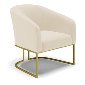 Cadeira Sala De Jantar Base Industrial Dourado Stella Linho D03 - D`rossi Cor Bege