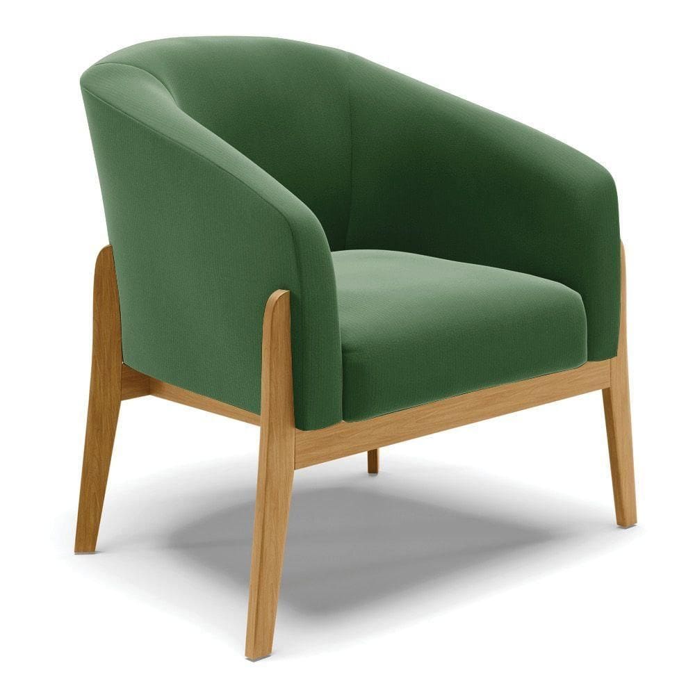 Cadeira Sala De Jantar Base De Madeira Stella Suede D03 - D`rossi Cor Verde