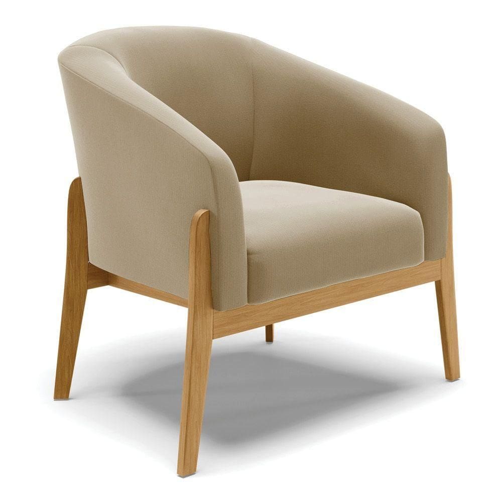 Cadeira Sala De Jantar Base De Madeira Stella Suede D03 - D`rossi Cor Marrom Rato