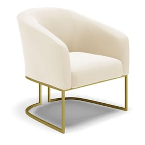 Cadeira Sala De Jantar Base Industrial Dourado Stella Veludo D03 - D`rossi Cor Bege