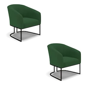 Cadeira Sala De Jantar Base Industrial Preto Kit 2 Stella Veludo D03 - D`rossi Cor Verde