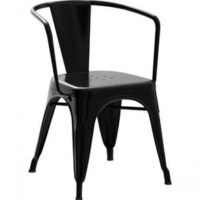 Cadeira Iron Tolix Com Apoio De Braços - Industrial - Aço - Vintage - Preto