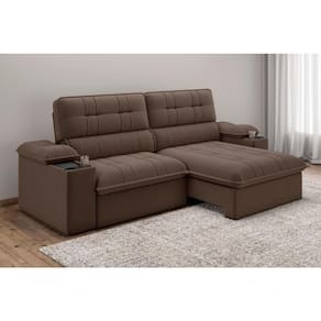 Sofá Stylus 2,10m Retrátil-reclinável Com Porta Copos E Cooler Suede Marrom - X Sofás
