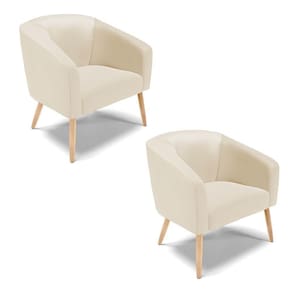 Cadeira Sala De Jantar Pé Palito Natural Kit 2 Stella Sintético D03 - D`rossi Cor Bege