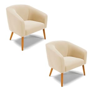 Cadeira Sala De Jantar Pé Palito Castanho Kit 2 Stella Suede D03 - D`rossi Cor Bege