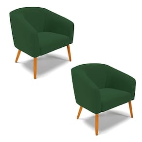 Cadeira Sala De Jantar Pé Palito Castanho Kit 2 Stella Veludo D03 - D`rossi Cor Verde