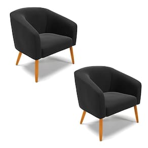 Cadeira Sala De Jantar Pé Palito Castanho Kit 2 Stella Suede D03 - D`rossi Cor Preto