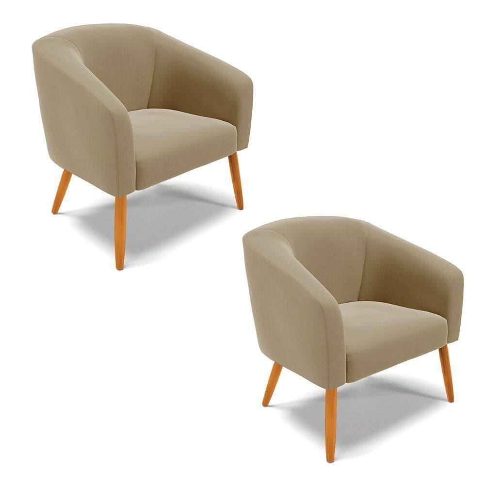 Cadeira Sala De Jantar Pé Palito Castanho Kit 2 Stella Suede D03 - D`rossi Cor Marrom Rato
