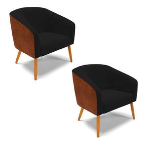 Cadeira Sala De Jantar Pé Palito Castanho Kit 2 Stella Noz/linho D03 - D`rossi Cor Preto