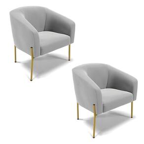 Cadeira Sala De Jantar Pé De Ferro Dourado Kit 2 Stella Suede D03 - D`rossi Cor Cinza