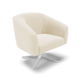 Cadeira Sala De Jantar Giratória Base Cromada Stella Veludo D03 - D\`rossi Cor Bege