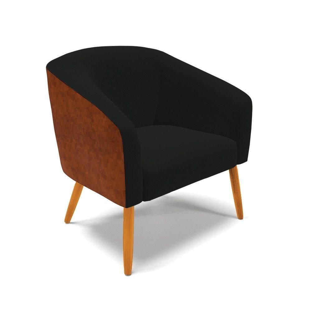 Cadeira Sala De Jantar Pé Palito Castanho Stella Noz/linho D03 - D`rossi Cor Preto