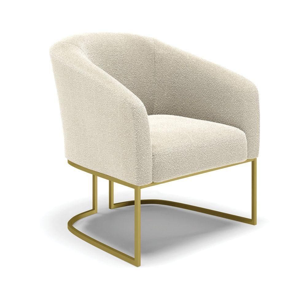 Cadeira Sala De Jantar Base Industrial Dourada Stella Bouclê D03 - D`rossi Cor Bege