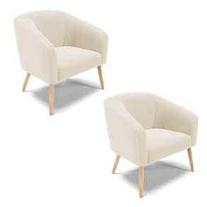 Cadeira Sala De Jantar Pé Palito Natural Kit 2 Stella Veludo D03 - D`rossi Cor Bege
