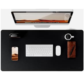 Mousepad Antiderrapante Couro Trabalho 80X30 E Porta Copo