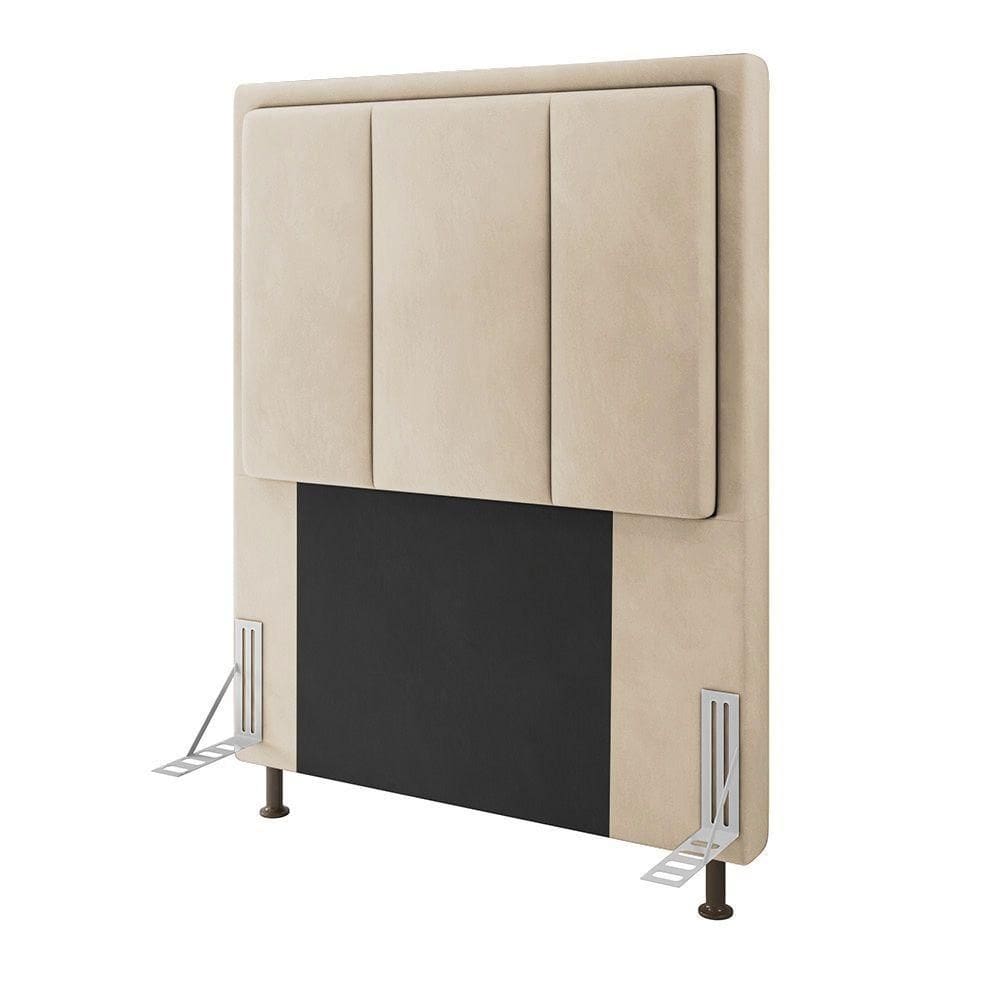 Cabeceira Opala Para Cama Box Solteiro 90 Cm Suede Bege - D`rossi