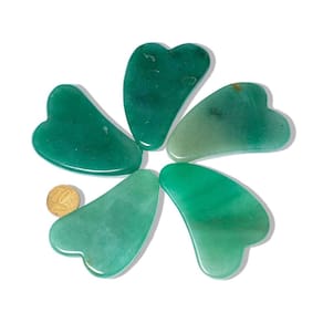 10 Massageador Gua Sha Quartzo Verde Pedra Natural 50g 70mm