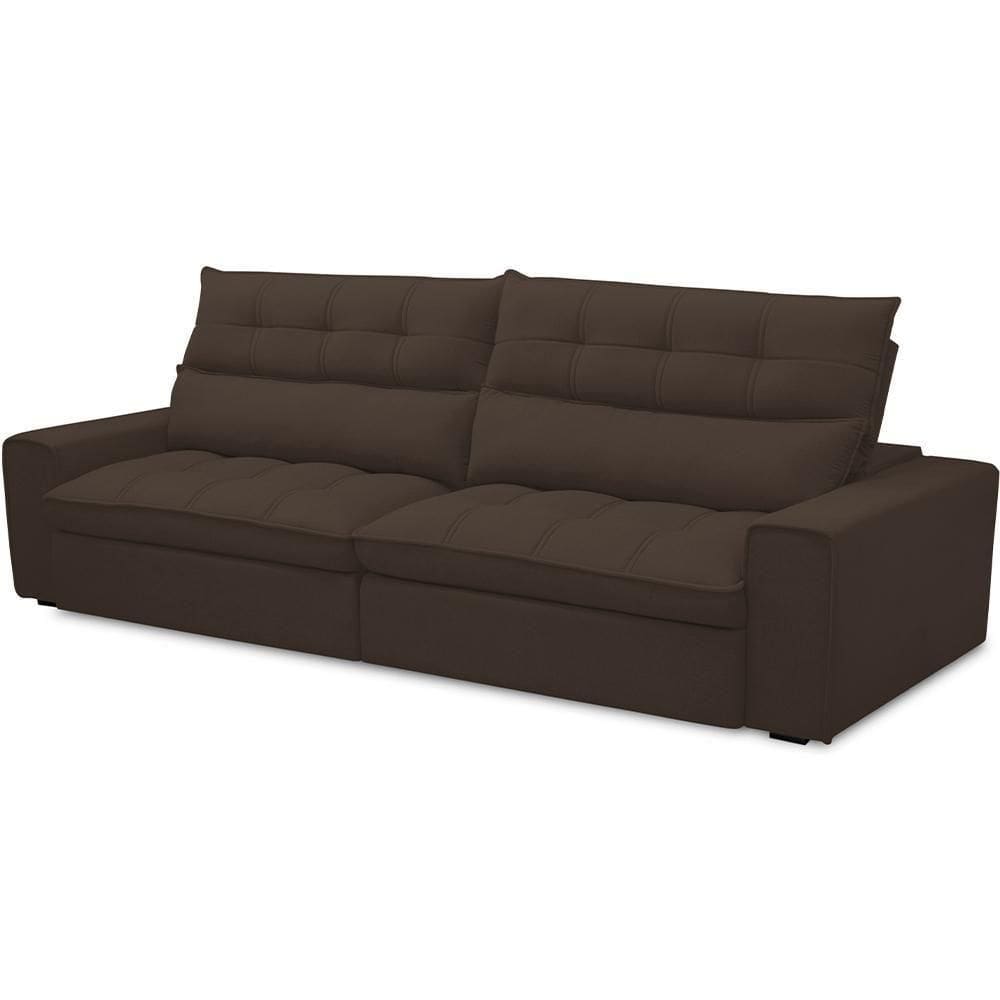 Sofá Retrátil Reclinável Para Sala De Estar Living 290cm Dimas F04 Veludo Marrom