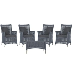 4 Poltronas E 1 Mesa Igapó Alumínio Fendi Corda Náutica E11 Prata
