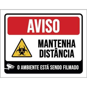 Kit 3 Placas Aviso Mantenha Distância Ambiente Filmado